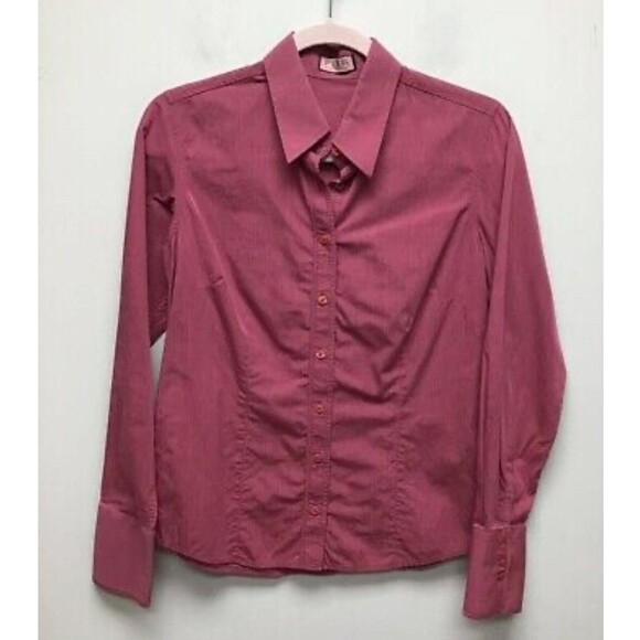 Thomas Pink Womens Button Up Shirt Maroon Pinstripe  (US size 10) - Picture 1 of 6